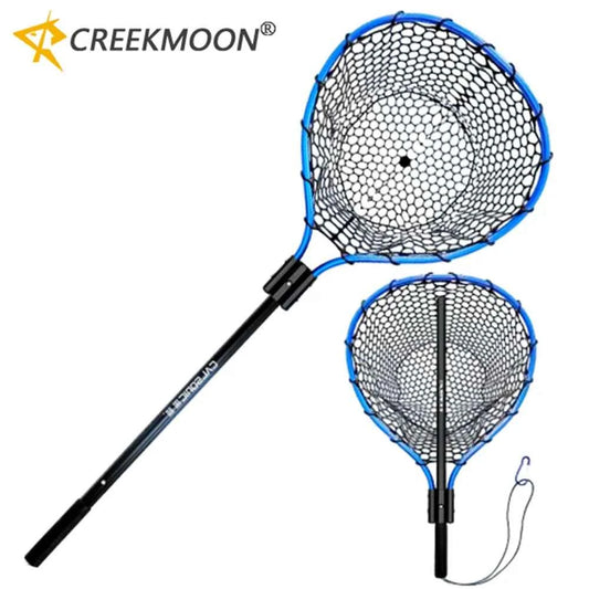 Portable Sea Fishing Long Hand Net Dip Net Folding Lure Nets Pocket Ultra Light for Big Fish Casting Fishing Silicone Mesh Tools