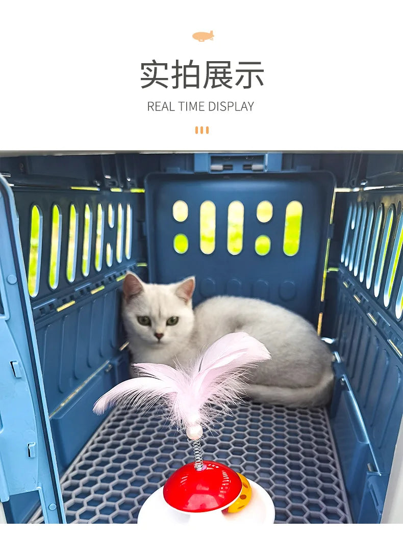 Pet Supplies Car Portable Cat Cage Portable Foldable Flight Case Breathable Kennel For Outing Pet Check-in Box - Play Paws Toys