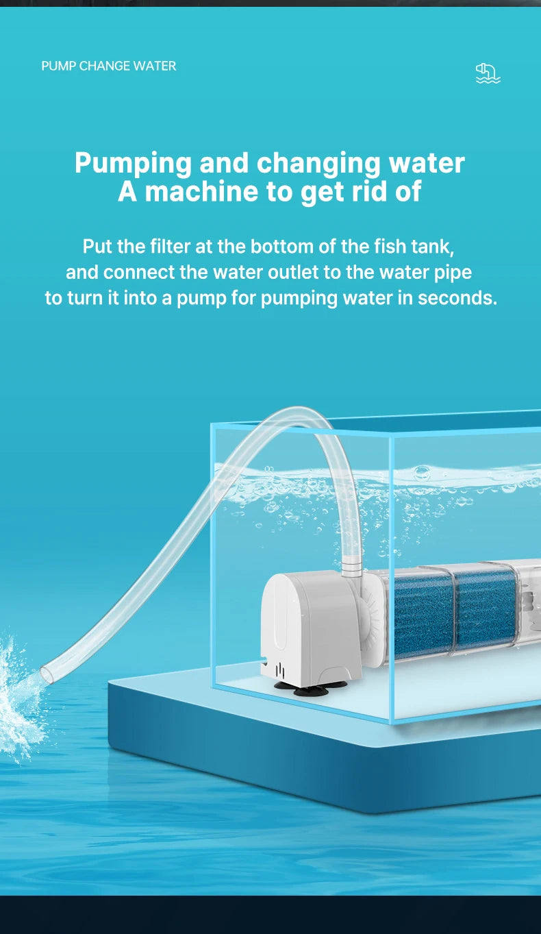 6in1 Aquarium Filter Pump Fish Tank Submersible Silent Air Oxygen Aerator Internal Water Pump Aquarium Air Pump Wave Maker 220v