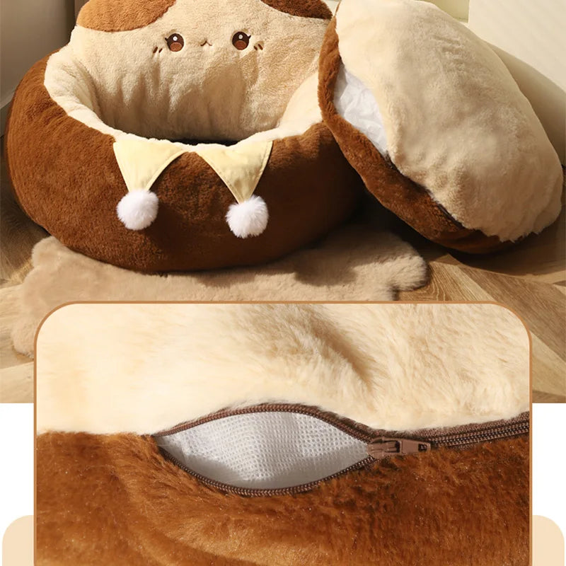HOOPET Cats Sofa Dogs Bed Round Cat Pad Mattress Winter Warm Deep Sleep Cushion Soft Cat House Dog Nest Pet Accessories - Play Paws Toys