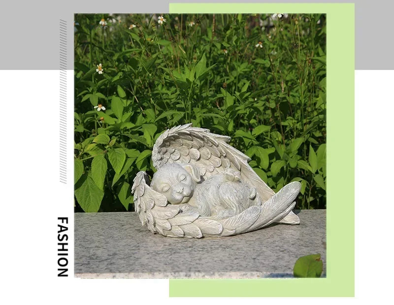 Pet Tombstone Dog Cat Tombstone Memorial Stone Personalized Memorial Stone Resin Statue Creative Angel Dog Cat Ornament