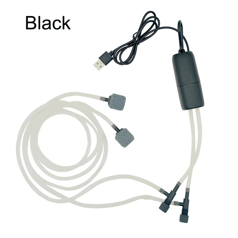 Aquarium USB Oxygen Air Pump Fish Tank Portable Dual-hole Silent Air Compressor Aerator Mini Adjustable Air Volume Accessories