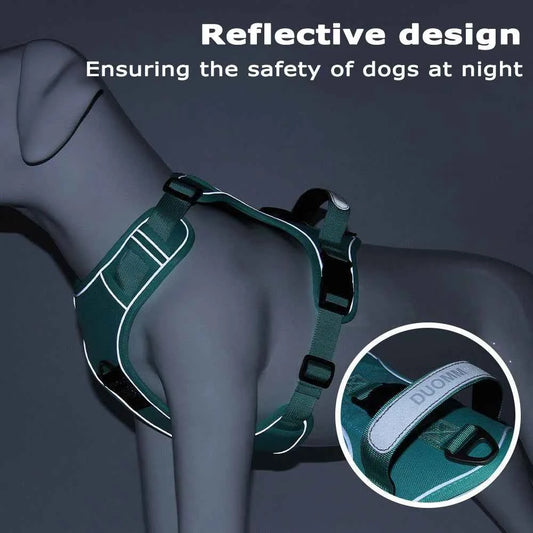 Dog Harness with Airtag Holder and Leash Set-Premium Oxford Breathable Material Durable Reflective Dog Harness and Leash Set