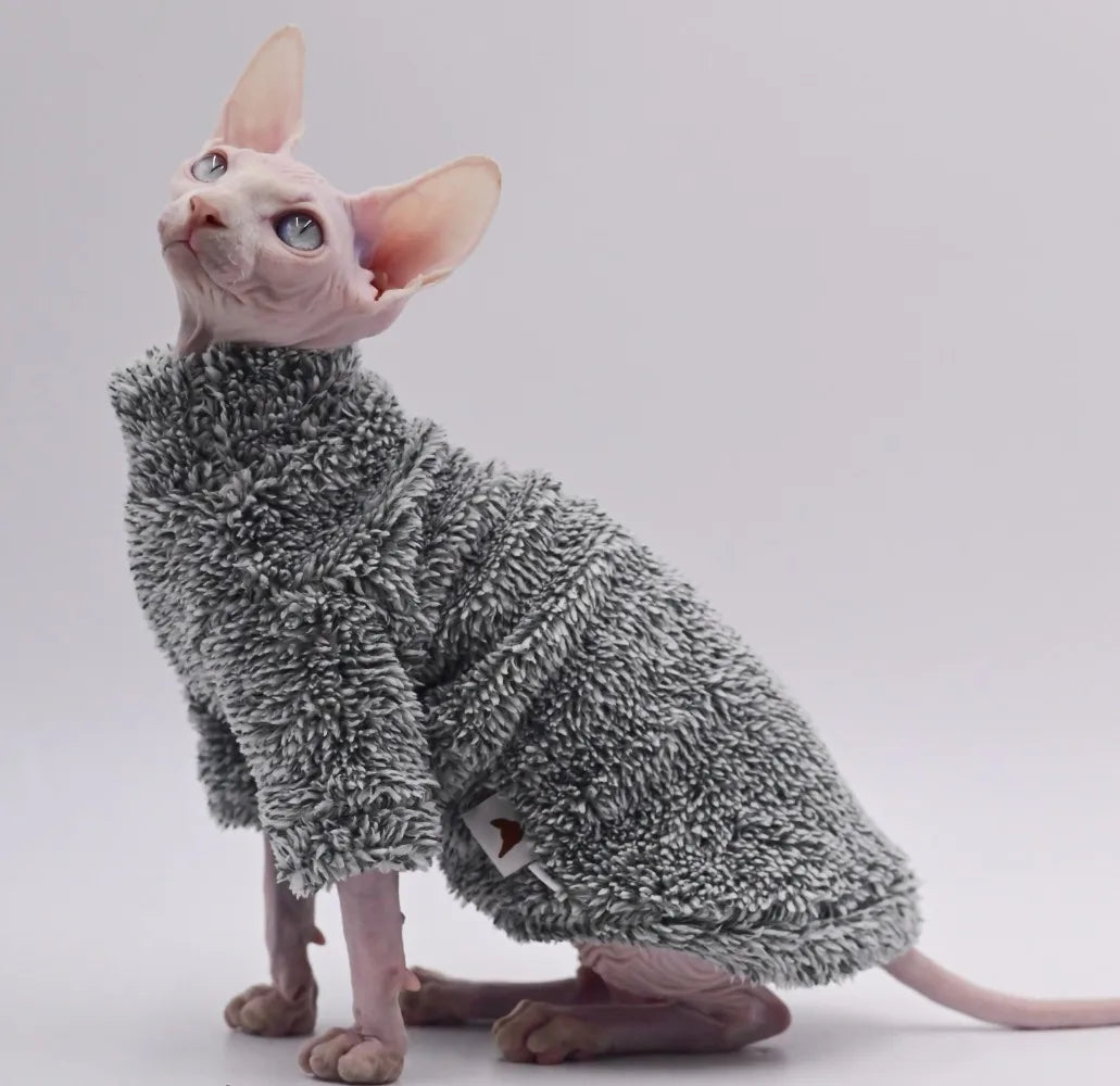 DUOMASUMI Soft Double-sided FluffY Winter Jacket Warmth Coat for cat Thickening Sphinx Sphynx Cat Clothes  Hairless Cat Outfits - Play Paws Toys