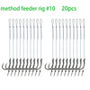 10/20pcs Method Feeder Rigs with Barbed Spike and 8 Braided Line,High-strength Barbed Fish Hook Size6 8 10 12 14,Feeder Fishing