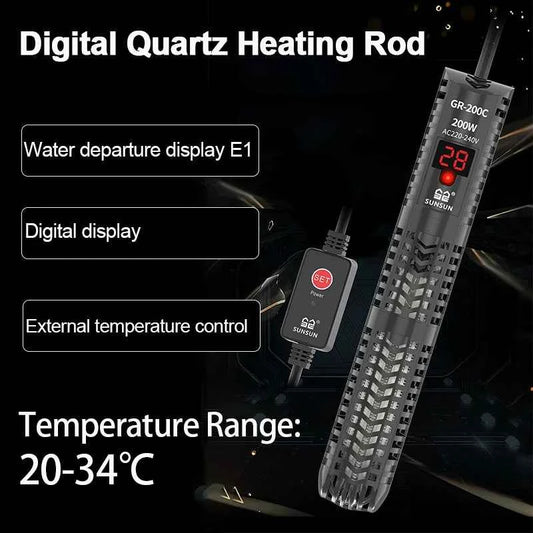 SUNSUN Aquarium Submersible Heater Fish Tank Quartz Glass LCD Display 220V Digital Heating Rod Constant Temperature Control