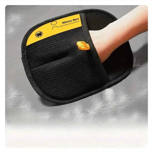 Large Polypropylene Pet Grooming Gloves Black With Yellow Accents Static Adsorb Hair Cleaning Mitt For Cat Daily Grooming Care