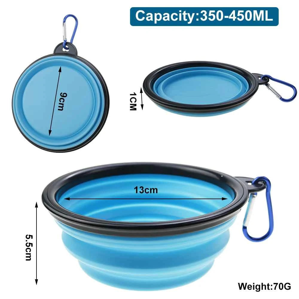 1PC 350ml Soft Silicone Pet Dog Bowl Folding Travel For Portable Collapsible Food Water Feeding Hanging Storage Odorless