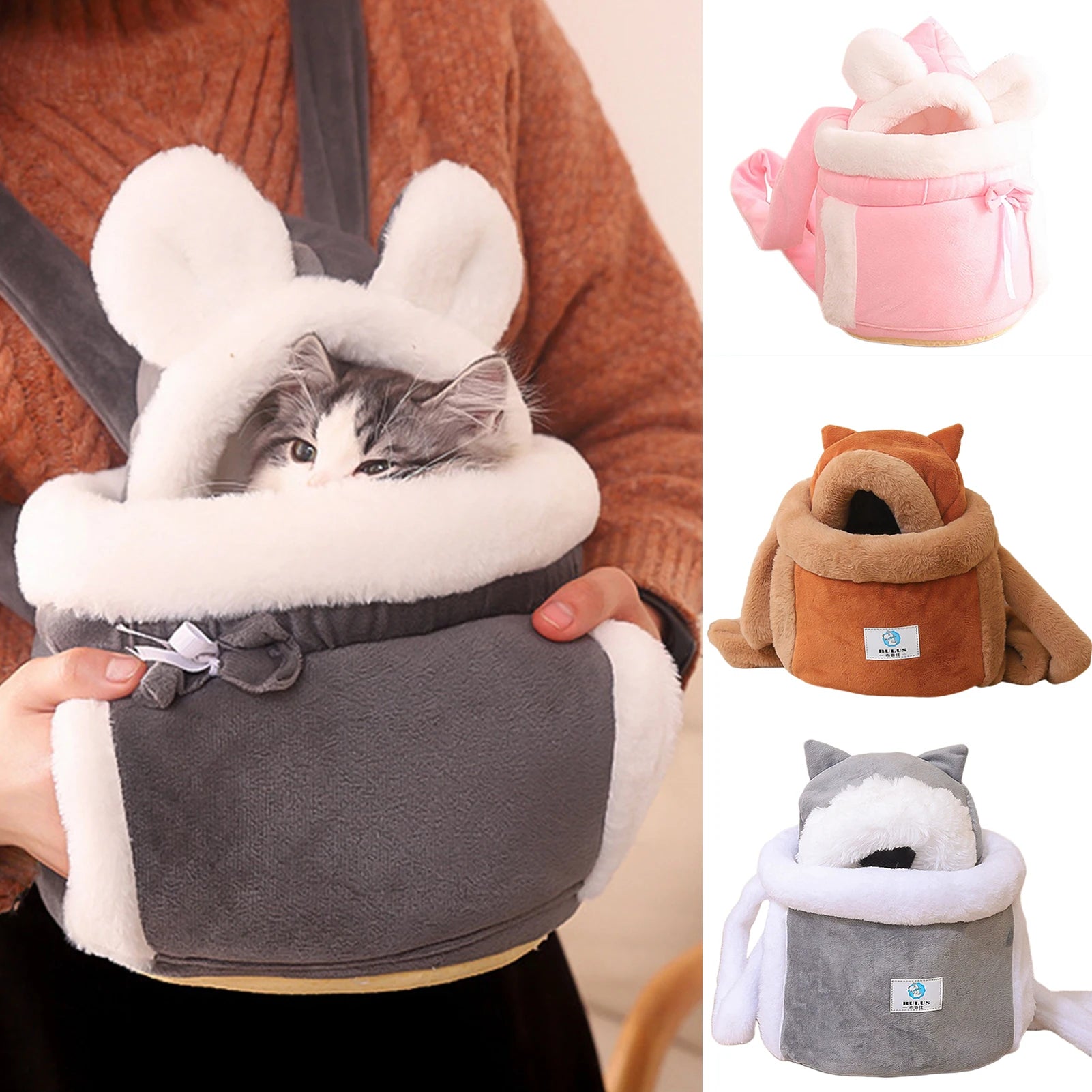 Winter Warm Cat Backpack Soft Cozy Cute Plush Pets Cage All In 1 Style Cat Bag Carrier Bag For Outdoor Travel Pet Accessories - Play Paws Toys