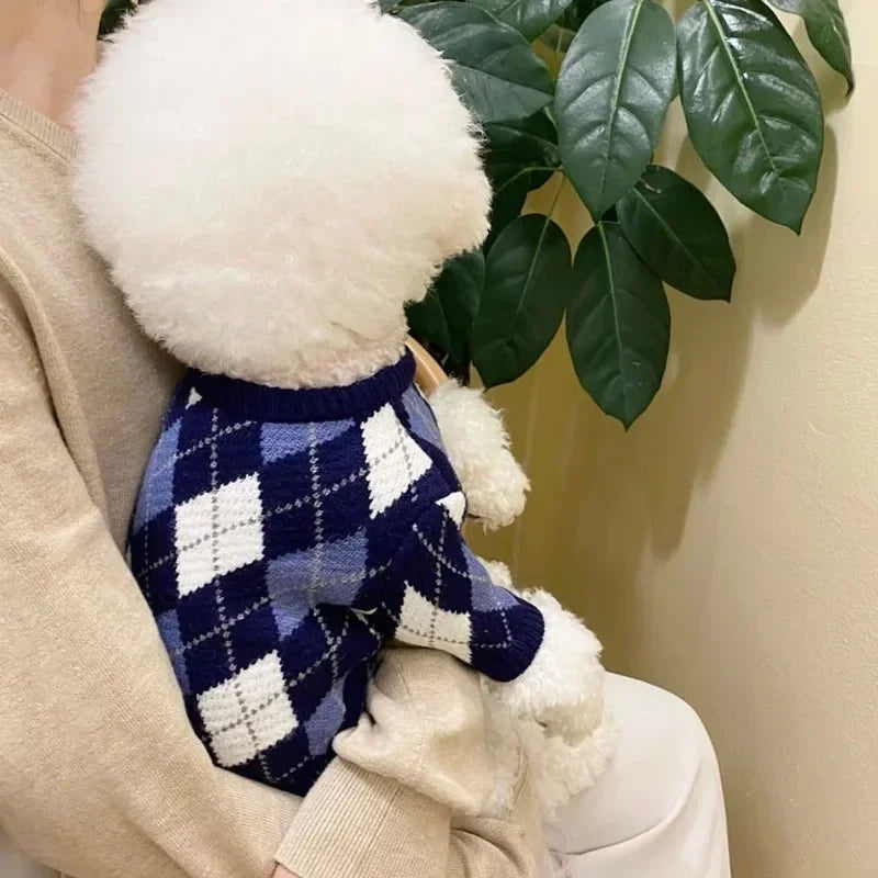 Blue Rabbit Dog Clothes Pet knitted Sweater Autumn and Winter Clothes Teddy Cat Bottoming Shirt Puppy Warm Pullover XS-XL