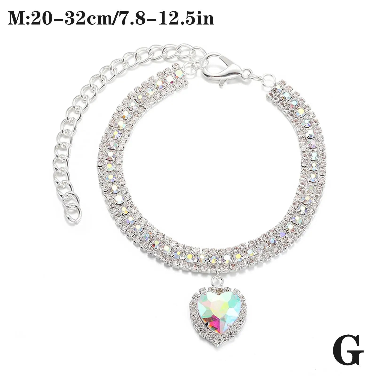 Luxury Rhinestone Dog Cat Collar Crystal Bling Pet Necklace Adjustable Heart Pendant Jewelry for Puppy Kitten Accessories