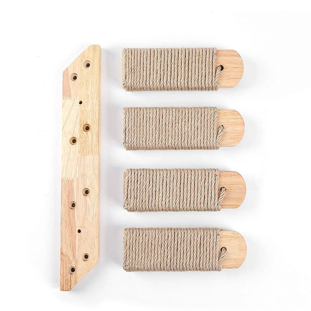 Cat Wall Climbing Shelf Steps Ladder Scratching Post Scratcher Bed Hiding House for Cats Tree Tower Pet Furniture Accessories - Play Paws Toys
