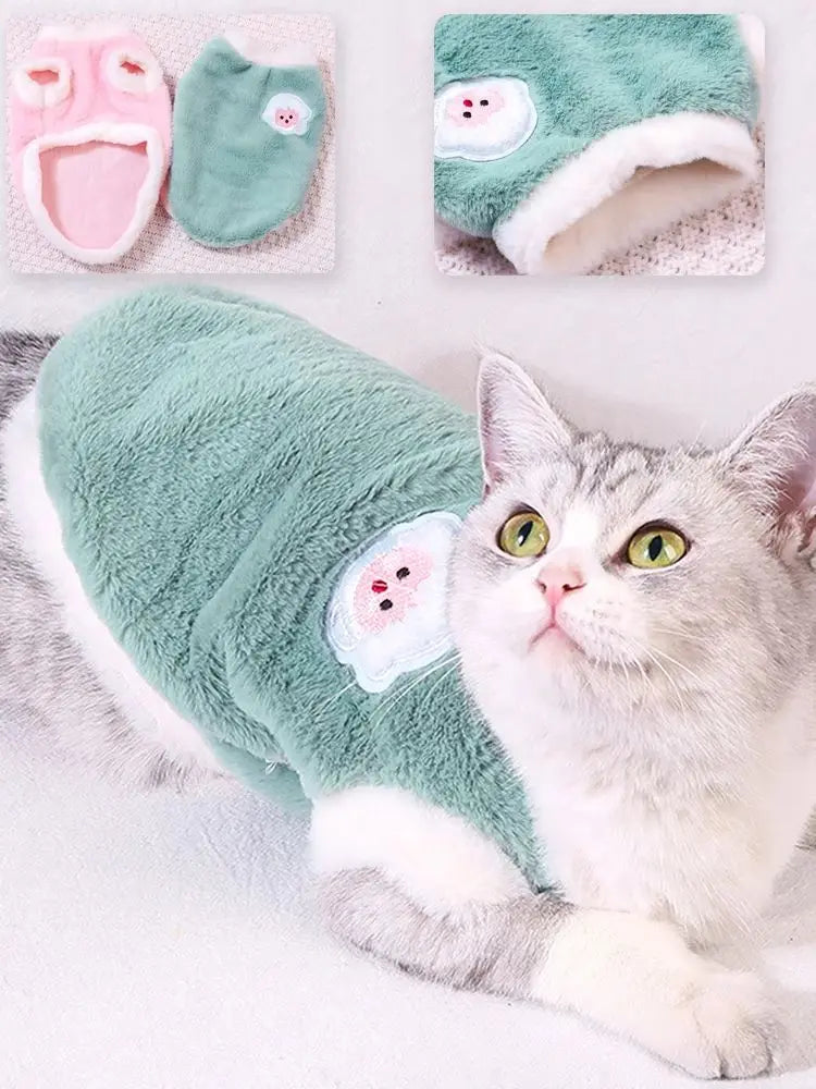 Soft Cat Clothes For Small Medium Dog Cats Pets Warm Kittens Clothes for Winter Kitten Small Kitten Stuff Clothing Vests - Play Paws Toys