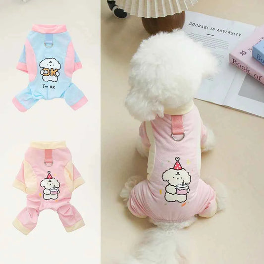 Pet Cool Breathable Cool Clothes Cat and Dog Ice Silk Cooling Four Leg Clothes Strap Traction Rope Buckle Outdoor Dog Clothes