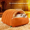 Semi-Enclosed Cat Bed Winter Warm Cat Cave Bed Washable Cat House Non-Slip Warm Waterproof Bottom for Indoor Cats Anti-Anxiety