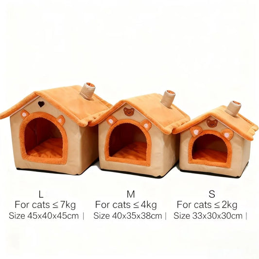 House Style Pet Bed for Small Dogs & Cats - All Season Removable Washable Dog House Winter Warm Teddy Bed Pet Supplies - Play Paws Toys