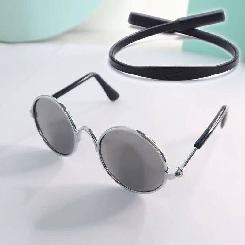 Puppy Dog Sunglasses Anti-skid Round Metal Cat Classic Retro Sunglasses Hippie Cute and Funny Pet Glasses Cosplay Party Costume