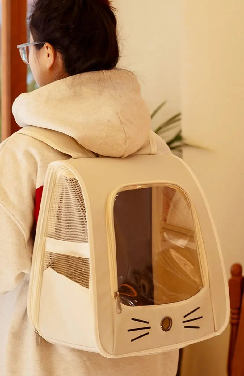 Cat Bag Outing Travel Pet Backpack Cabin Cat Schoolbag Shoulder Cage Multifunctional Bag Car Folding Soothing Anti-scratch - Play Paws Toys