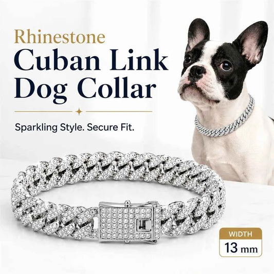 Shiny Rhinestone Cuban Chain Dog Pet Necklace Fashionable and Durable