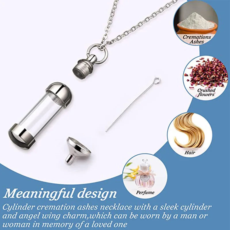Stainless Steel Cremation Jewelry Transparant Glass Keepsake Loved Ones Ashes Holder Keepsake Human Ashes Memorial Pendant