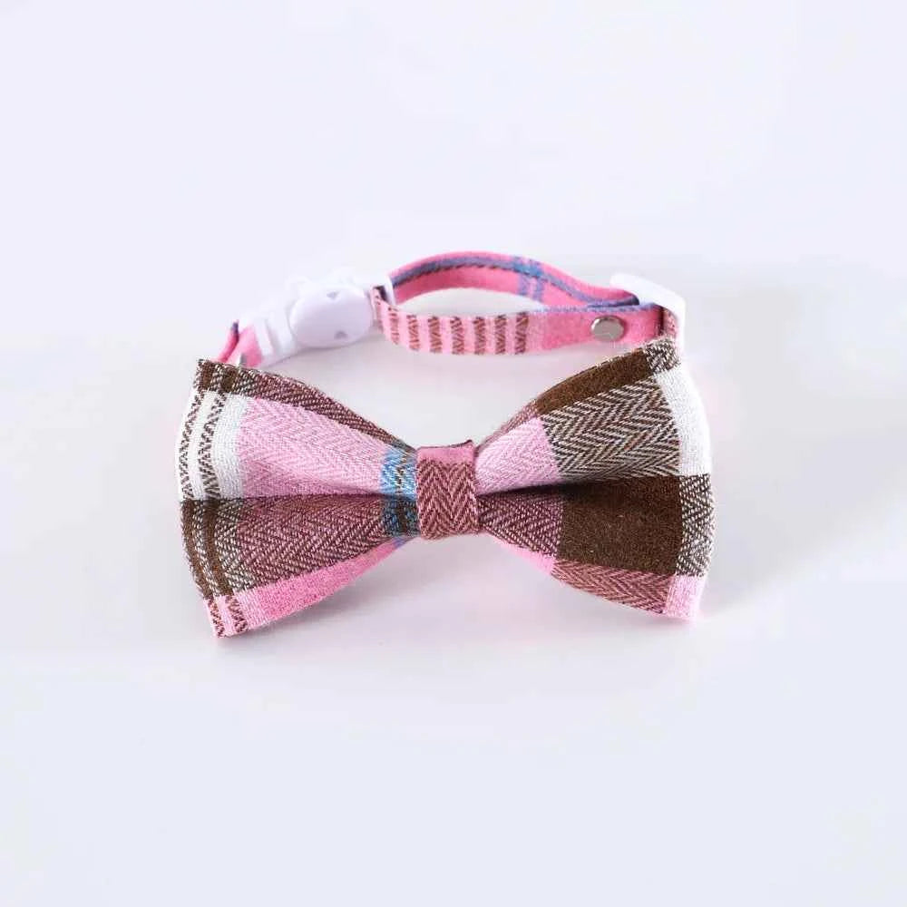 Pet Accessories for Dogs Cats Bowtie British Style Puppy Plaid Tie Breakaway Bowknot Collar for Small Dog Cat Gentleman Costume