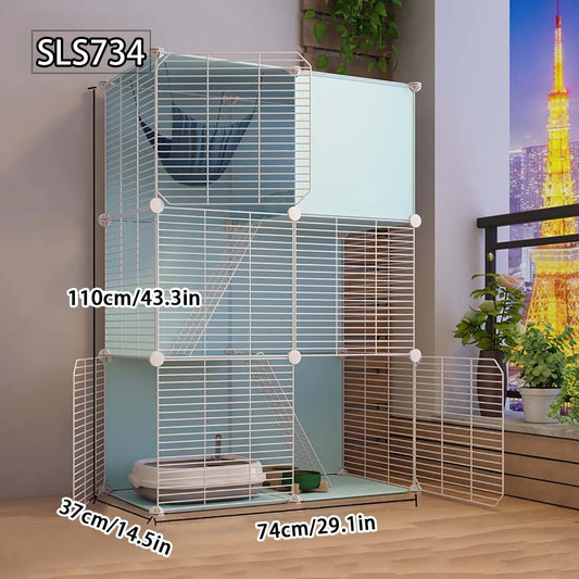 Cat Cage for Home Use, Indoor Free Space Cat House, Cat Shelter, Cat Nest, Pet Cage, Three-Story Small Cat Villa - Play Paws Toys