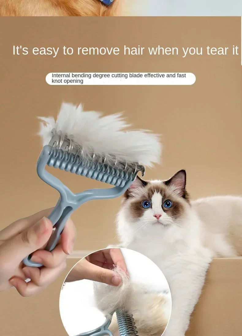 Cat Brush Pet Knot Comb 2 in 1 Dogs Cat Fur Knot Cutter Pets Hair Removal Comb Dog Grooming Shedding Tools Pet Cleaning Supplies