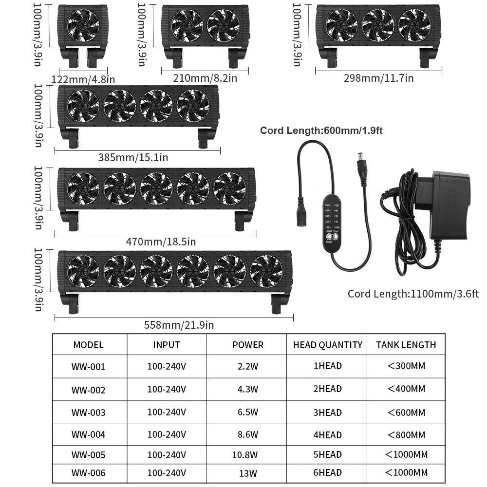 Fish Tank Fan Adjustable 8 Variable Speed Aquarium Cooling Fan Fish Tank Fit For 15mm tank thickness