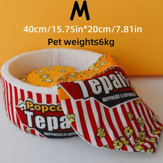 New Cat Nest Closed Sense of Security Winter Warm Popcorn Sleep Nest Winter Cat Sleeping Pet Supplies - Play Paws Toys