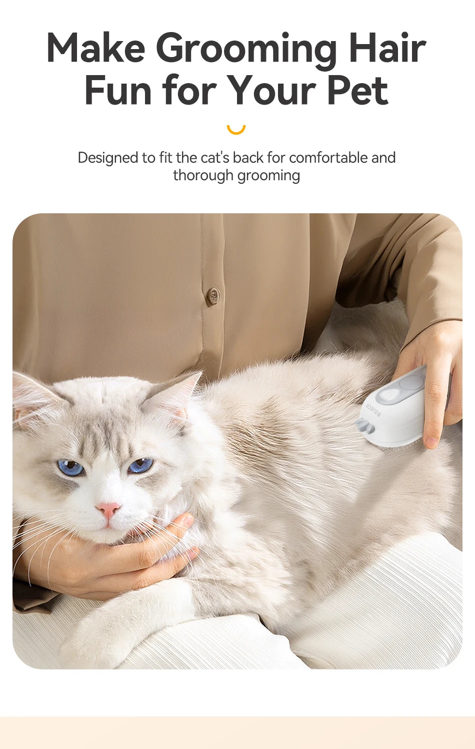 ROJECO Pet Steam Comb Cat Electric Spray Brushes for Dog Hair Removal Combs Pet Hair Grooming Tools Kitten Hair Removal Brushes
