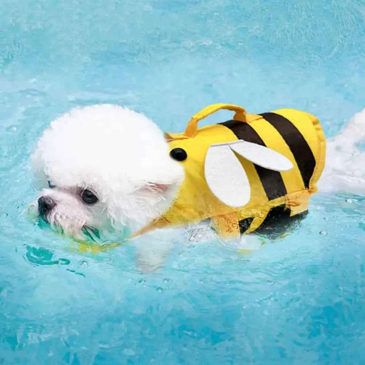 Cat Life Vest Little Bee Pet Dog Life Jacket Soft Adjustable Dog Swimming Clothes Breathable Summer Swimwear Clothes Outdoor