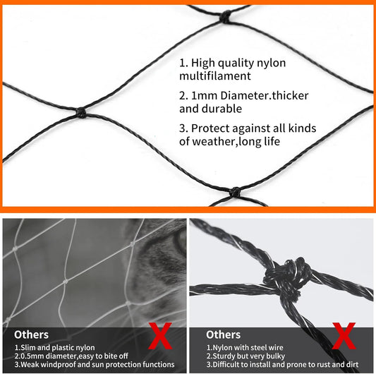Steel Reinforced Cat Netting for Balcony- Cat Anti Fall Netting,Garden Net Anti Bird Net with Wire,Safety Netting Fence for Pets - Play Paws Toys