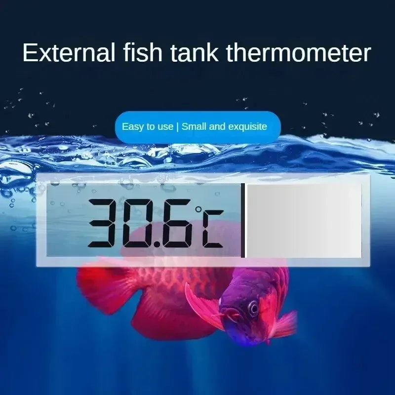 Aquarium Digital Wireless Thermometer Transparent LCD Display Temperature Gauge External Stick-on Electronic Water Thermometer