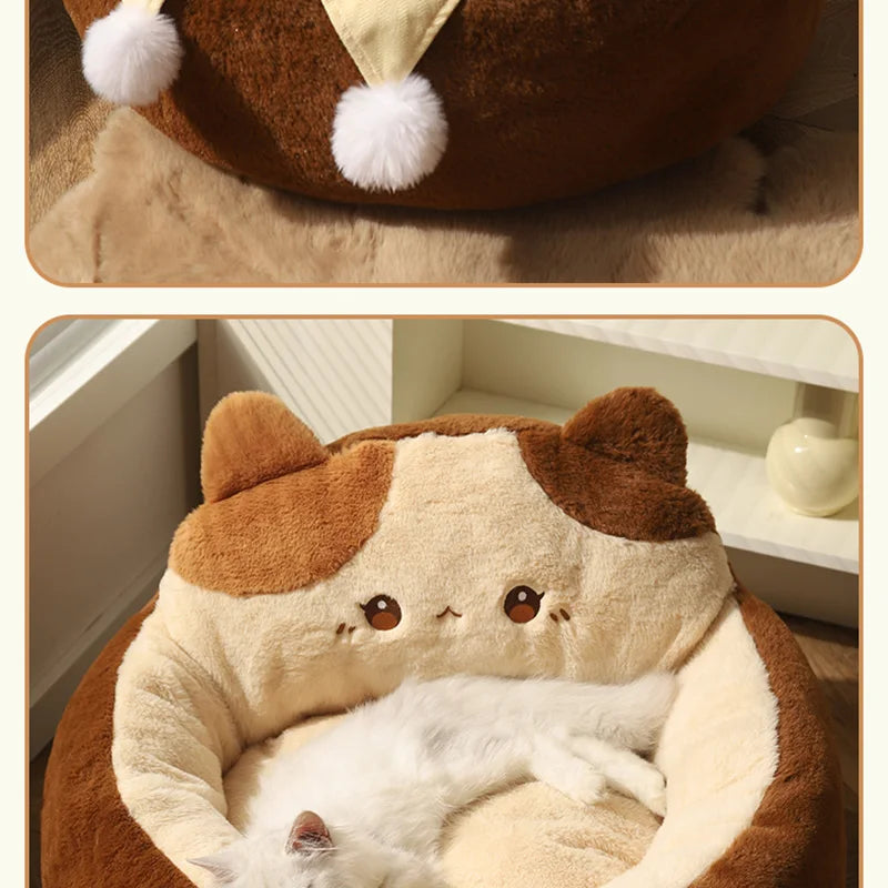 HOOPET Cats Sofa Dogs Bed Round Cat Pad Mattress Winter Warm Deep Sleep Cushion Soft Cat House Dog Nest Pet Accessories - Play Paws Toys