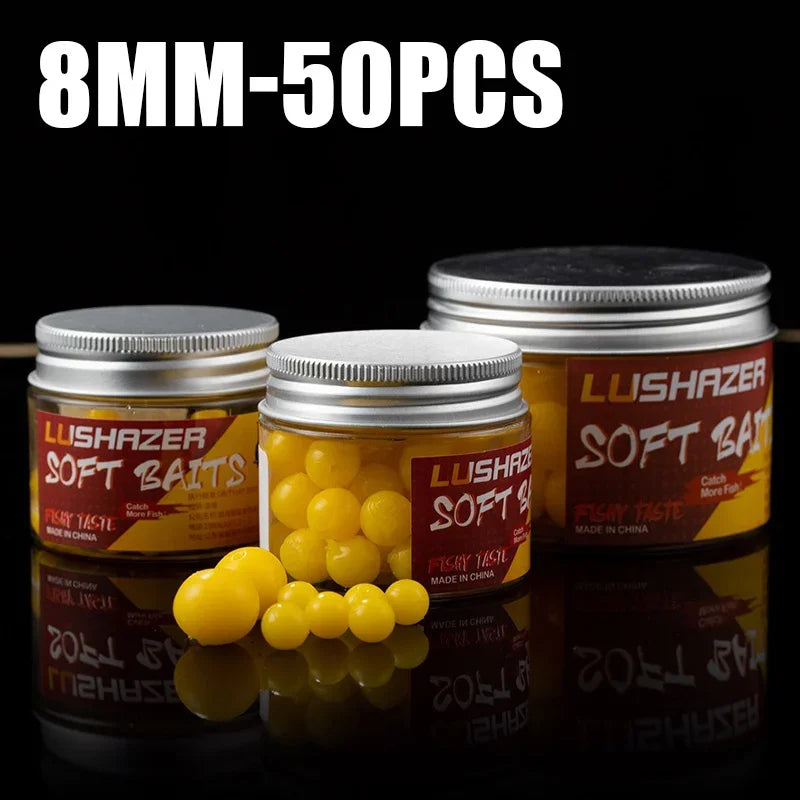 50PCS Floating Corn Soft Lure TPE Corn Flavor Float Fishing Bead Silicone Soft Baits Crankbaits Topwater Lures for Carp Fishing