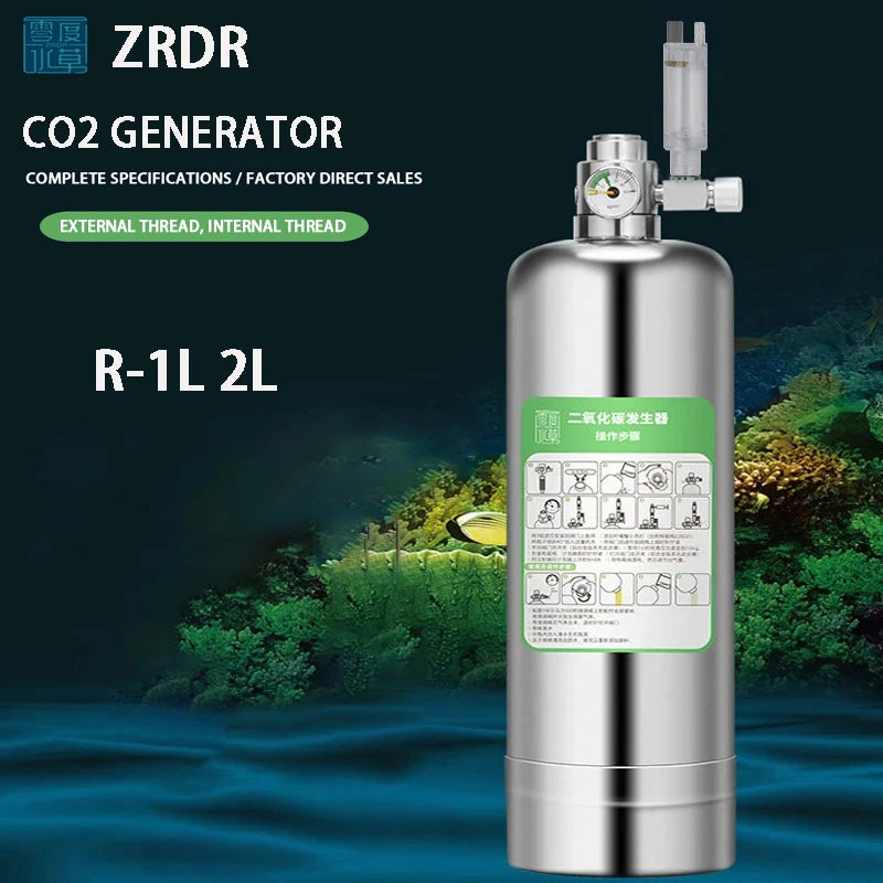 ZRDR Aquarium CO2 Generator Bubble Counter Electromagnetic Valve Steel Cylinder Raw Material Reaction Water Grass CO2 Generator