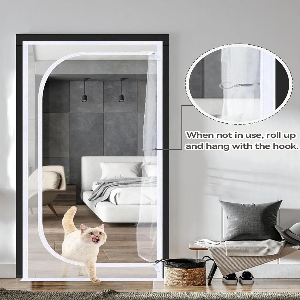 Reinforced cat screen door, durable cat protection mesh screen for home living room kitchen bedroom door - Play Paws Toys