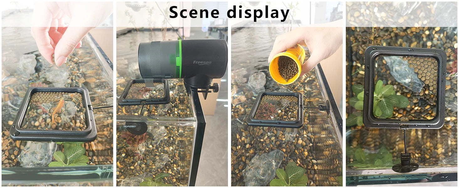 Aquarium Feeding Ring Fish Tank Station Floating Food Tray Feeder Square Circle Accessory Fish Foods Feeder Suction Cup Black