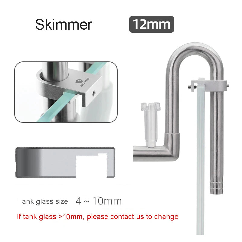 AQUAPRO Mini Skimmer Stainless Steel Inlet Outlet Pipes Inflow Outflow Shrimp Water Filter Aquarium Fish Tanks Accessories