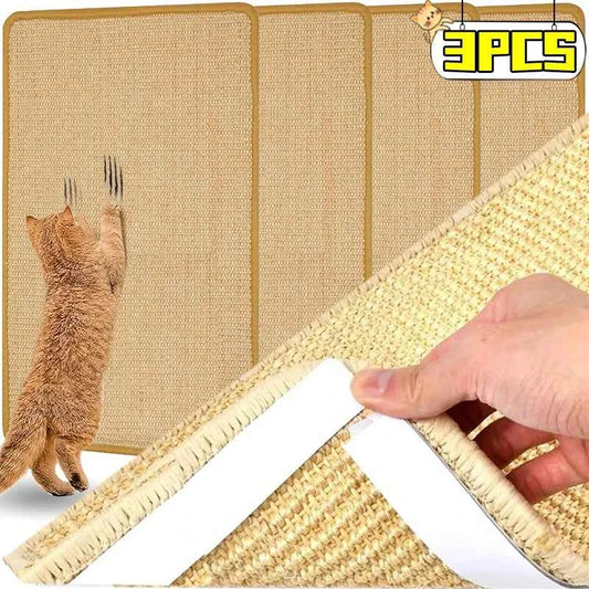 1/4PCS Cat Scratcher Mats Natural Sisal Anti-slip Cat Scratching Pads Furniture Carpet Wall Protector Pads with Textured Surface