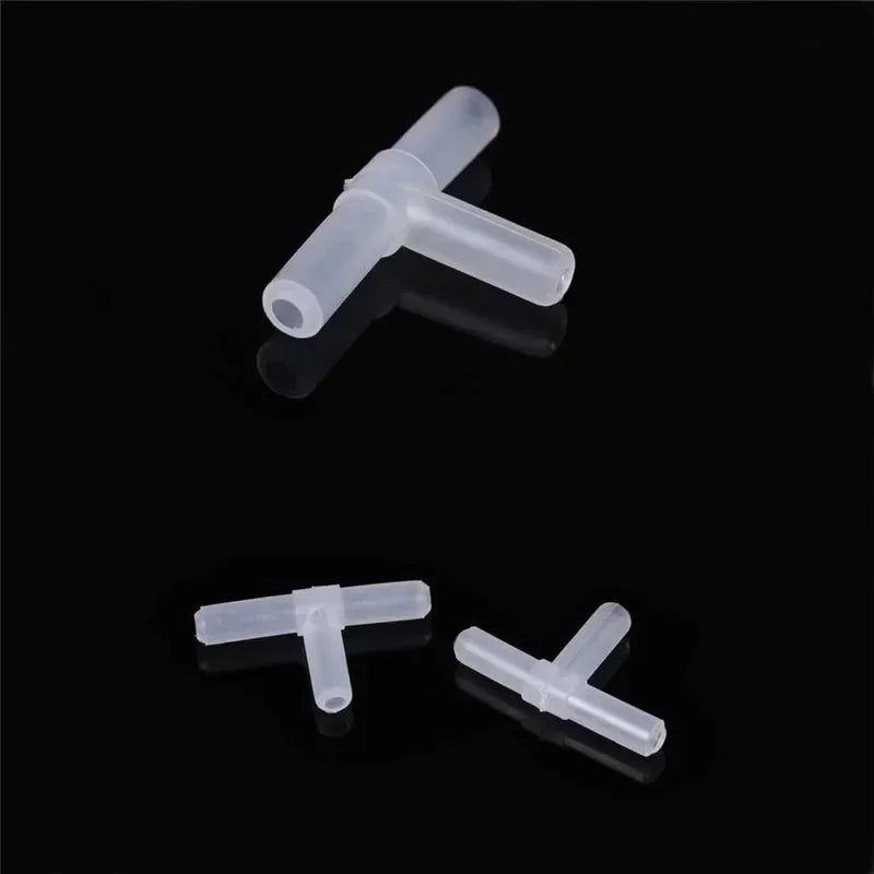 10PCS 4mm Plastic Tee's "T" 3-Way Fish Tank Acuarios Aquarium Air Pump Line Tubing Joints Connectors Air Pump Accessories