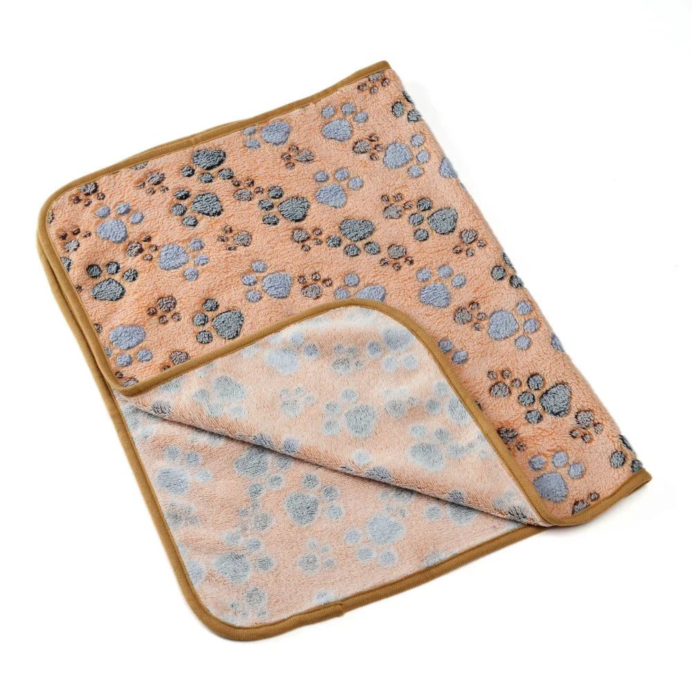 Warm Pet Cat Blanket Autumn Winter Cozy Thicken Fleece Kitten Footprint Bed Mat for Small Medium Big Cats Dog Chihuahua Supplies - Play Paws Toys