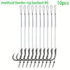 10/20pcs Method Feeder Rigs with Barbed Spike and 8 Braided Line,High-strength Barbed Fish Hook Size6 8 10 12 14,Feeder Fishing