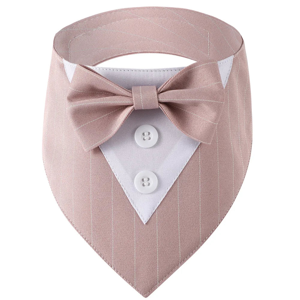 Sucado Handsome Wedding Pet Dog Bandana, Elegant Tuxedo Suit Scarf with Bowtie,  Luxury Formal Engagement Birthday Party Gifts