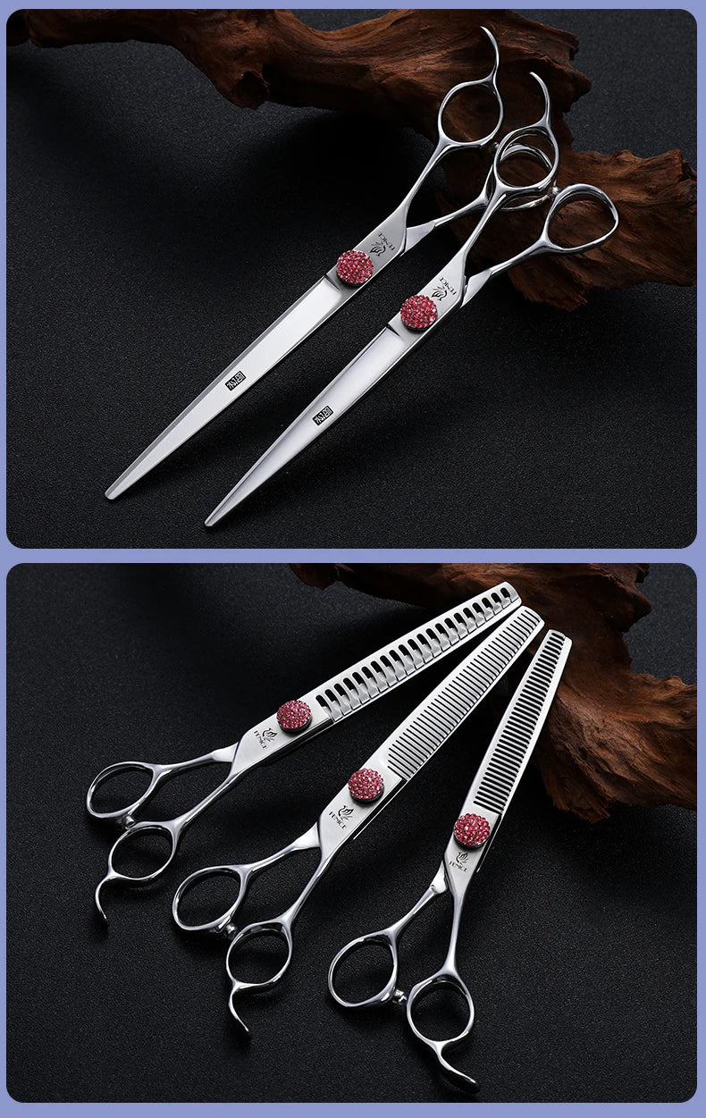 Fenice 6.5/7.0 inch High-end JP440C Alloy Steel Diamond Screw Grooming for Dogs Scissors Shears Kit for Dog Groomers