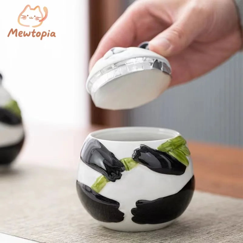 Panda Ceramic Cat and Dog Urn Pet Funeral Cremation Ashes Canister Memorial Box High Quality Small Animal Coffin