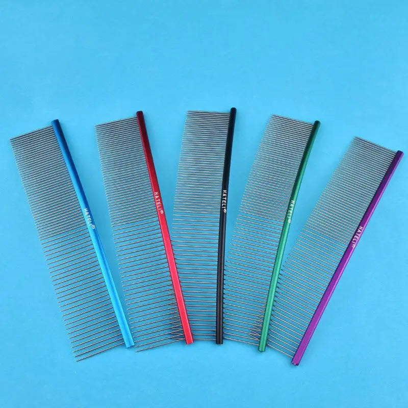 19cm Pet Curved Comb Stainless Combs Professional Pet Grooming Comb Dense Sparse Teeth Dog Cat Cleaning Brush Open Knot Combmb