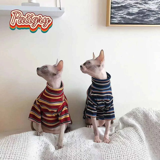 High cold retro style cat pet T-shirt, trendy fashion short sleeve, hairless cat must-have, summer pet clothing