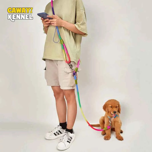 CAWAYI KENNEL Reflective Nylon Leashes Pet Dogs Chain Traction Rope Leads for Running Free Hands Rope Chain for Small Large Dogs