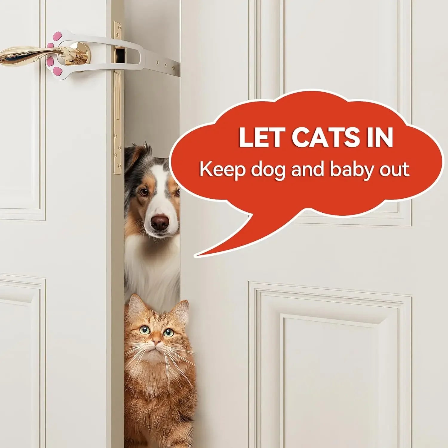 Cat Door Holder Latch Adjustable Dog Door Stopper Elastic Gate Lock Flex Latch Strap Keep Dog Out From Entering Pet Gate Supply - Play Paws Toys
